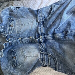 Blue Distressed Jumper with Whiskering and Faded Details